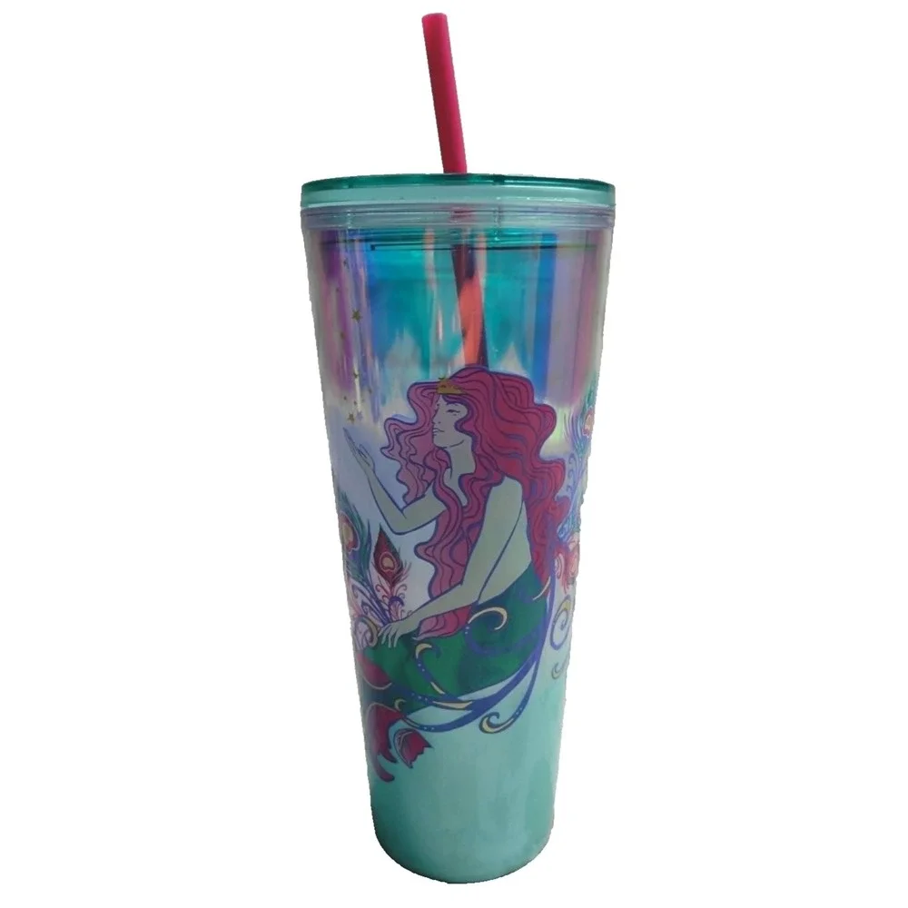 Starbucks 2024 Holiday Iridescent Holo Siren Mermaid Star Lid 24 Oz Tumbler